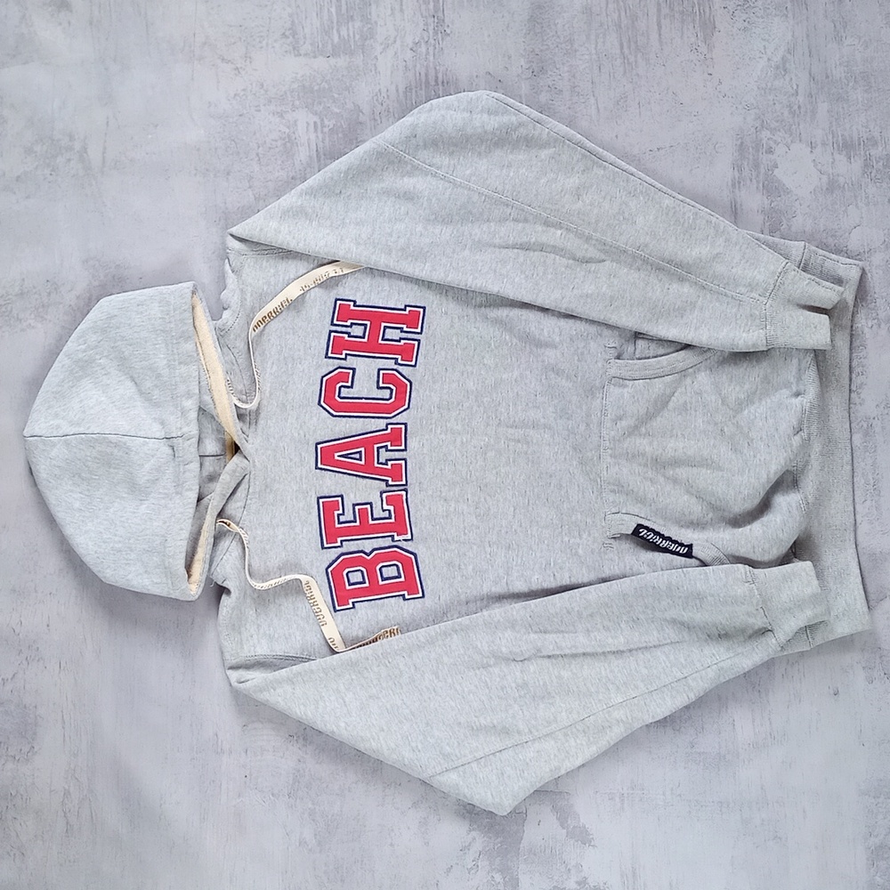 Beach Graphic Hooded Sweatshirt - Light Gray